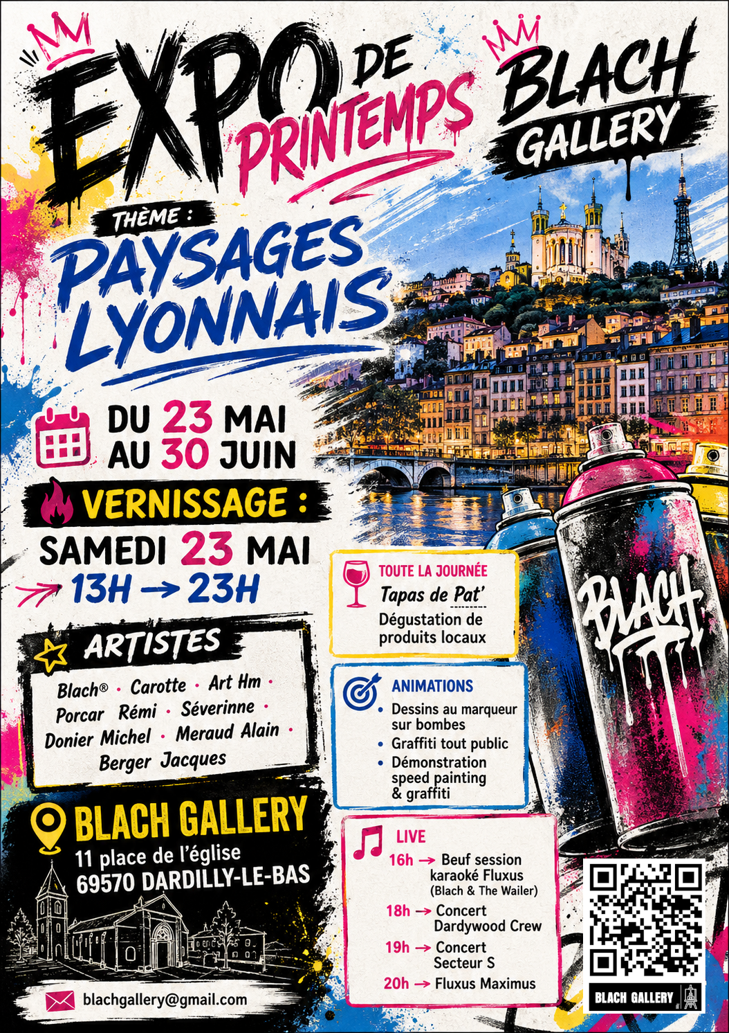 Affiche Expo de Printemps BLACH GALLERY Dardilly paysages lyonnais street art